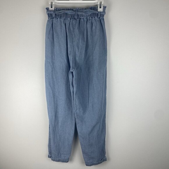 American Eagle Women's Denim Paperbag Pants Size XS Light Wash 100% Cotton - Picture 3 of 10